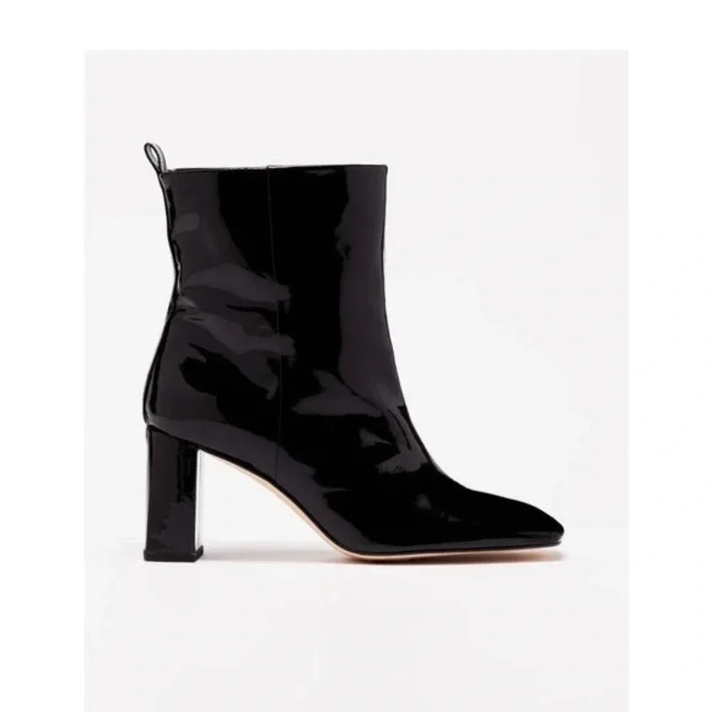 Good American Square Toe Bootie in Black Patent 8.5 - Picture 3 of 12